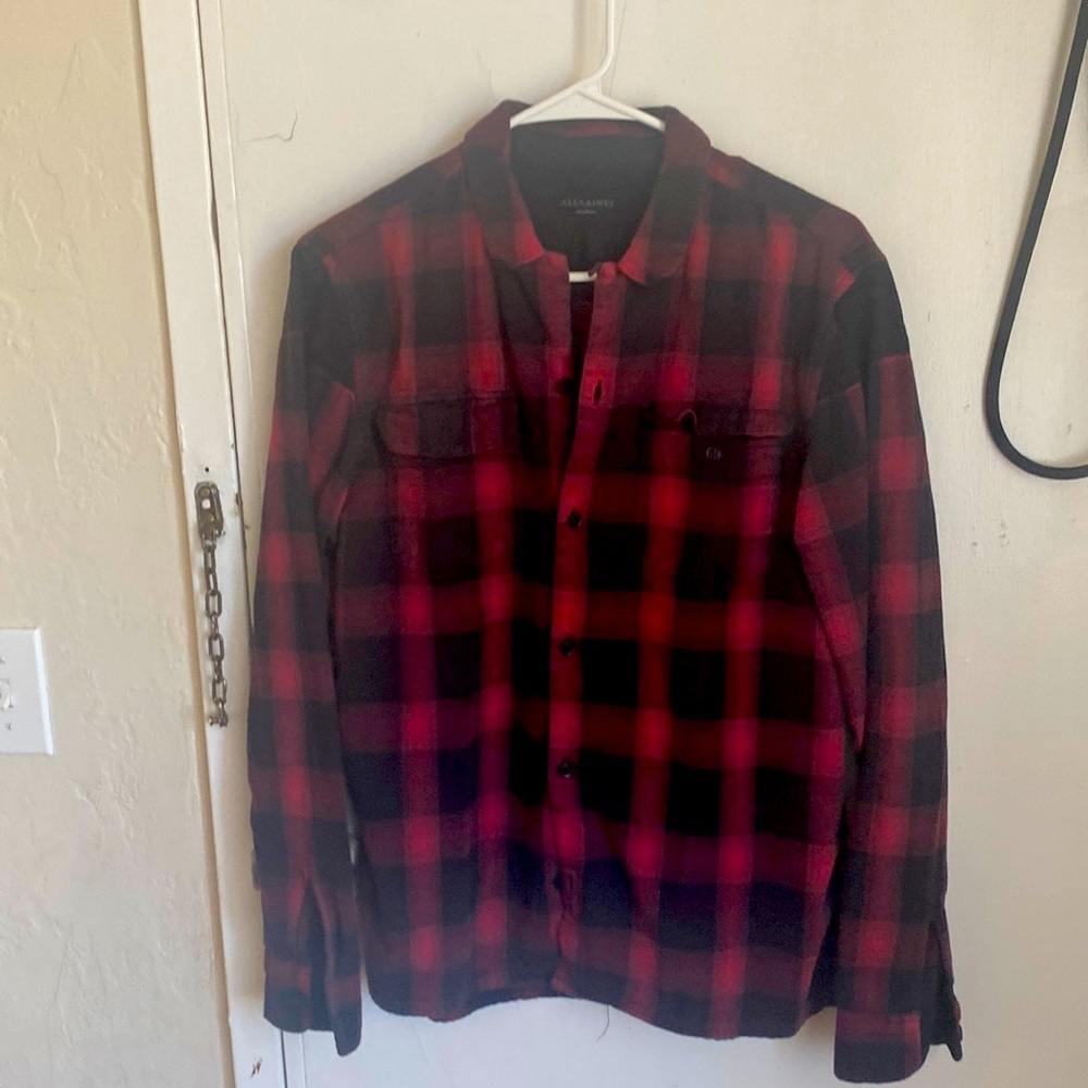All Saints Red and Black Flannel
